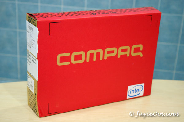 compaq. Red Compaq box from Singapore
