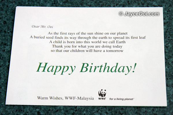 Happy birthday greeting from WWF-Malaysia
