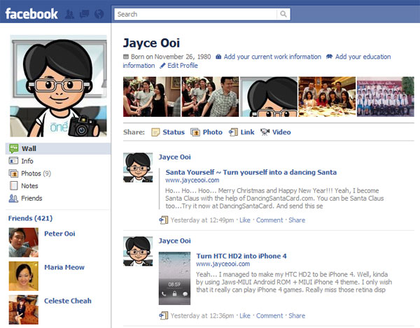 facebook profile page. They are using the latest new Facebook Profile Page.