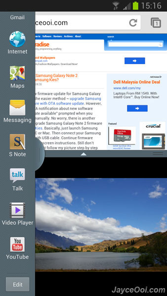 Samsung Galaxy Note 2 Multi Window